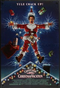 7w0600 NATIONAL LAMPOON'S CHRISTMAS VACATION DS 1sh 1989 Consani art of Chevy Chase, yule crack up!