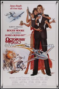 7w0610 OCTOPUSSY 1sh 1983 Daniel Goozee art of sexy Maud Adams & Roger Moore as James Bond 007!