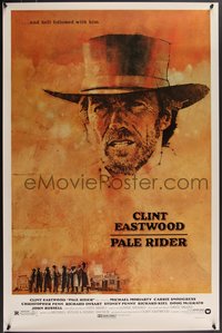 7w0621 PALE RIDER 1sh 1985 close-up artwork of cowboy Clint Eastwood by C. Michael Dudash!