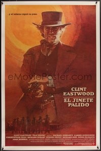 7w0620 PALE RIDER int'l Spanish language 1sh 1985 great iconic David Grove art of Clint Eastwood!