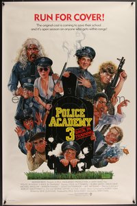 7w0628 POLICE ACADEMY 3 1sh 1986 artwork of Steve Guttenberg, Bubba Smith & cast by Drew Struzan!