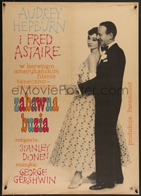 7w0350 FUNNY FACE Polish 23x33 1962 Audrey Hepburn & Fred Astaire, art by Janiszewski!