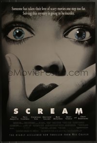 7w0649 SCREAM DS 1sh 1996 directed by Wes Craven, great super close up of scared woman!