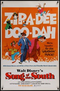 7w0670 SONG OF THE SOUTH 1sh R1972 Walt Disney, Uncle Remus, Br'er Rabbit & Bear, zip-a-dee doo-dah!