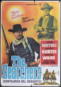 7w0363 SEARCHERS Spanish R1990s different art of John Wayne & Natalie Wood, John Ford, rare!