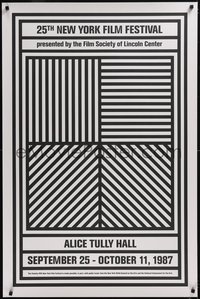 7w0118 25TH NEW YORK FILM FESTIVAL 30x45 film festival poster 1987 cool art by Sol Lewitt, rare!