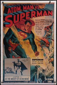 7w0029 ATOM MAN VS SUPERMAN signed chapter 7 27x41 REPRO poster 1960 by Kirk Alyn AND Noel Neill!