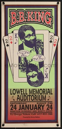 7w0755 B.B. KING signed 11x22 music poster 1998 by Arminski, poker playing card art, ultra rare!