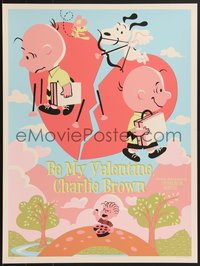 7w0059 BE MY VALENTINE CHARLIE BROWN #195/280 18x24 art print 2014 art by Lorelay Bova, regular!