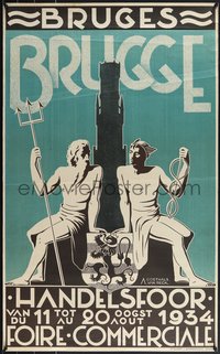 7w0274 BRUGGE 24x39 Belgian special poster 1934 Goethals Van Reck artwork, ultra rare!