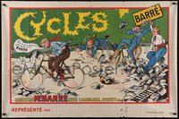 7w0122 CYCLES BARRE 32x47 French advertising poster 1910s cops can't catch thief, ultra rare!