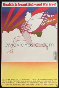 7w0394 HEALTH IS BEAUTIFUL 24x36 special poster 1971 Peter Max art of running angel, ultra rare!