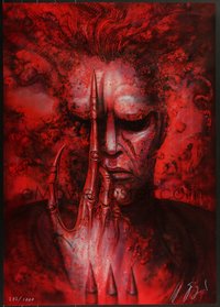 7w0042 H.R. GIGER signed #272/1000 26x37 art print 1980s creature used for Future Kill, red!