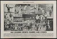 7w0829 ILLUSTRATED CURRENT NEWS 13x19 special poster 1944 leading sports figures/events, ultra rare!