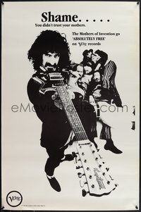 7w0306 MOTHERS OF INVENTION 25x38 music poster 1967 Absolutely Free, star with guitar, ultra rare!