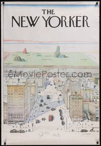 7w0111 NEW YORKER 29x42 special poster 1976 classic Saul Steinberg art of view of the world!