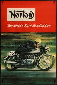 7w0783 NORTON 20x29 English advert poster 1960s Carless art of Dominator motorcycle, ultra rare!