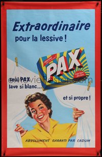 7w0125 PAX 31x47 French advertising poster 1960s woman between two sheets on a clothes line!