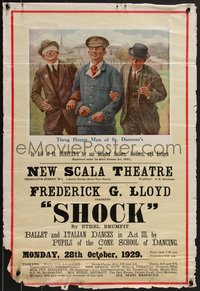 7w0336 SHOCK 20x30 English stage poster 1929 blinded sailors, soldiers, and airmen, ultra rare!