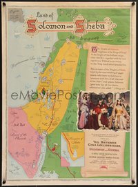 7w0836 SOLOMON & SHEBA 18x25 special poster 1959 cool artwork map of ancient Holy Land, ultra rare!