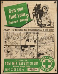 7w0838 TOM MIX SAFETY STORY 17x22 special poster 1947 Green Cross For Safety, rare!