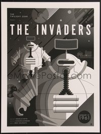 7w0095 TWILIGHT ZONE signed #36/70 18x24 art print 2016 Tom Whalen, The Invaders, variant edition!