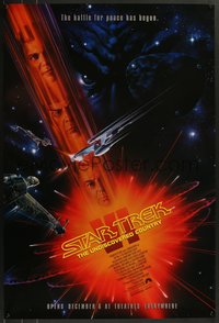 7w0679 STAR TREK VI advance 1sh 1991 William Shatner, Leonard Nimoy, art by John Alvin!