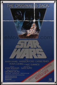 7w0680 STAR WARS studio style 1sh R1982 A New Hope, Lucas classic sci-fi epic, art by Jung!