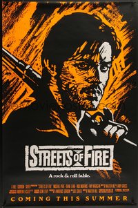 7w0688 STREETS OF FIRE advance 1sh 1984 Walter Hill, Riehm orange dayglo art, a rock & roll fable!