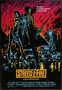 7w0685 STREETS OF FIRE 1sh 1984 Walter Hill, Michael Pare, Diane Lane, artwork by Riehm, no borders!