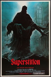 7w0693 SUPERSTITION 1sh 1985 art of ghoulish figure carrying girl, you should have believed!