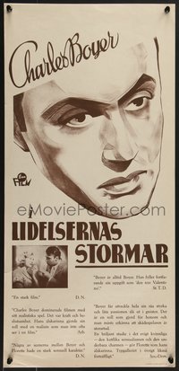 7w0177 TUMULTES Swedish stolpe 1936 different portrait of Charles Boyer + Florelle, ultra rare!