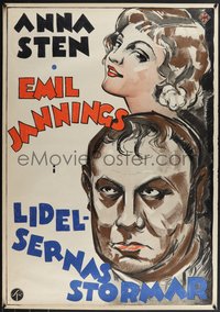 7w0410 TEMPEST Swedish 1932 completely different art of Emil Jannings, sexy Anna Sten, ultra rare!