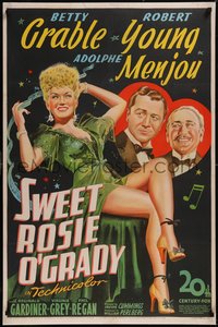 7w0694 SWEET ROSIE O'GRADY 1sh 1943 wonderful art of sexy Betty Grable, Robert Young & Menjou!