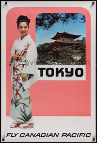 7w0419 CANADIAN PACIFIC TOKYO 24x36 Canadian travel poster 1967 woman and temple, ultra rare!