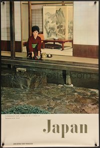 7w0926 JAPAN kimino tea style 20x30 Japanese travel poster 1970s ultra rare!