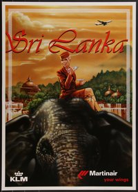 7w0429 KLM SRI LANKA 24x33 Dutch travel poster 1990s Sylvan Steenbrink, Martinair, 747, rare!