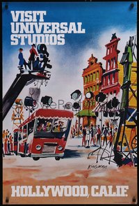 7w0434 UNIVERSAL STUDIOS 24x36 travel poster 1978 Kingman art of backlot Studio Tour, ultra rare!