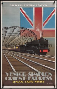 7w0435 VENICE SIMPLON ORIENT EXPRESS 24x39 French travel poster 1981 Fix-Masseau, London!