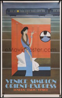 7w0436 VENICE SIMPLON ORIENT EXPRESS 24x39 French travel poster 1981 Fix-Masseau smoking, rare!