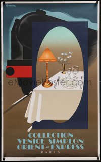 7w0437 VENICE SIMPLON ORIENT EXPRESS 25x40 French travel poster 1981 Fix-Masseau table, ultra rare!