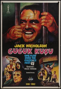 7w0276 ONE FLEW OVER THE CUCKOO'S NEST Turkish 1981 Jack Nicholson, wild misleading artwork!