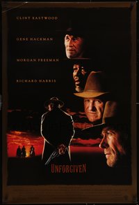 7w0713 UNFORGIVEN DS 1sh 1992 gunslinger Clint Eastwood, Gene Hackman, Morgan Freeman, Harris!