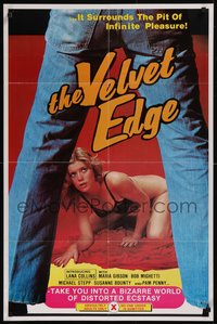 7w0718 VELVET EDGE 25x38 1sh 1976 a bizarre world of distorted ecstasy, sexy woman in peril!