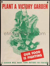 7w0764 PLANT A VICTORY GARDEN 19x25 WWII war poster 1943 family grows food & does their part!