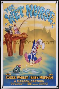 7w0725 WET NURSE Kilian 1sh 1988 Baby Herman goes fishing w/Roger Rabbit as the bait!