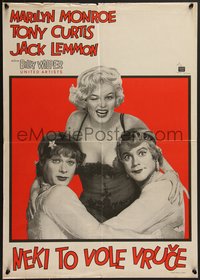 7w0773 SOME LIKE IT HOT Yugoslavian 20x28 1959 sexy Marilyn Monroe with Tony Curtis & Jack Lemmon!