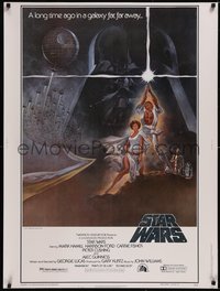 7x0097 STAR WARS style A 30x40 1977 George Lucas, Tom Jung art of giant Vader over Luke & Leia!