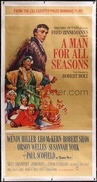 7x0340 MAN FOR ALL SEASONS linen pre-awards 3sh 1966 Fred Zinnemann Best Picture classic, ultra rare!