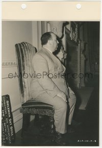 7x0309 REBECCA candid 8x12 key book still 1940 close up of seated Alfred Hitchcock watching filming!